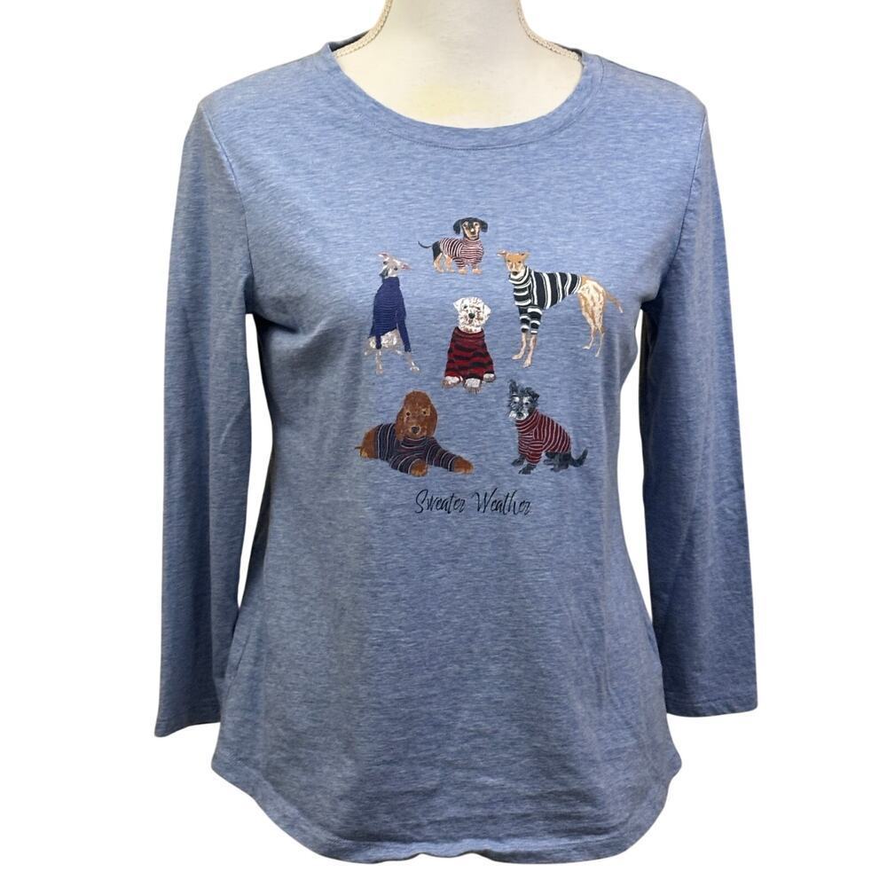 Talbots dog Tshirt, blue, small, whimsical, cozy, casual, cute, playful, novelty